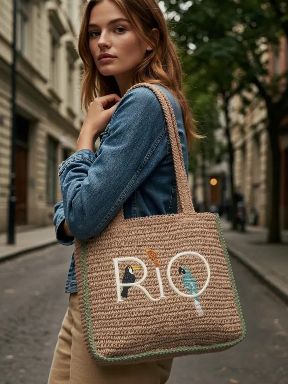 Farm Rio Embroidered Handmade Tote Bag in Natural Rio de Janeiro